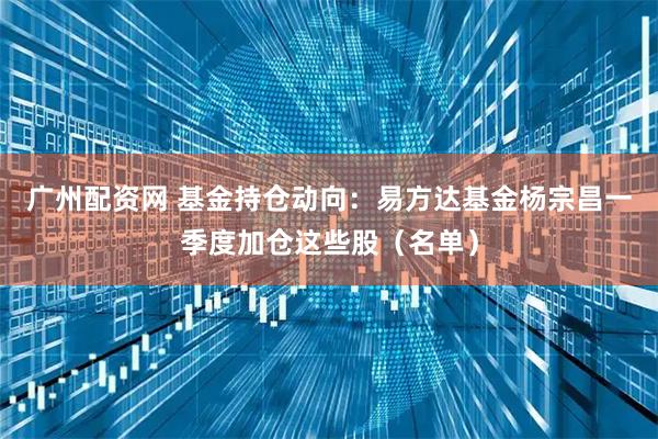 广州配资网 基金持仓动向：易方达基金杨宗昌一季度加仓这些股（名单）