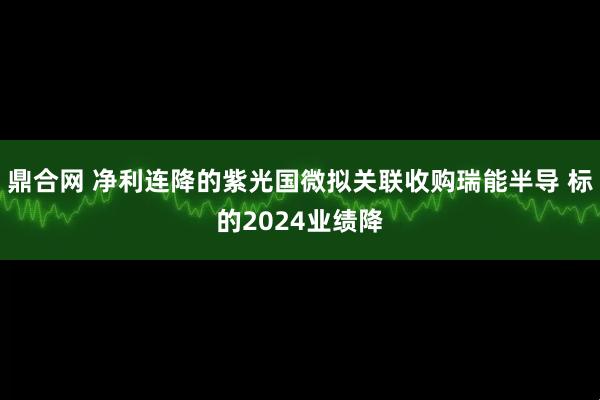 鼎合网 净利连降的紫光国微拟关联收购瑞能半导 标的2024业绩降